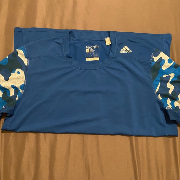 Adidas Blue and White Camo Sleeve Tee - Picture 3 of 4